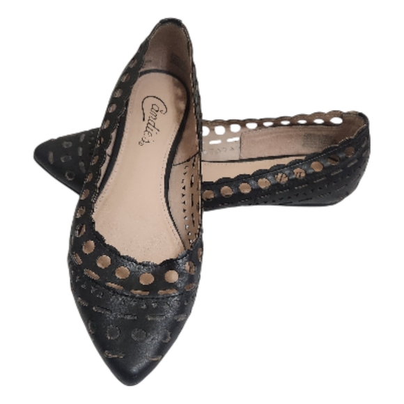 Candie's Shoes - Candie's Shoes Slip On Flats Womens 7 Black Geometric Cut-Out Design Balletcore